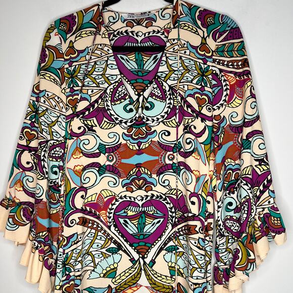 Zara Multicolor Printed Ruffle Hem Maxi Dress Size XS - Picture 10 of 12